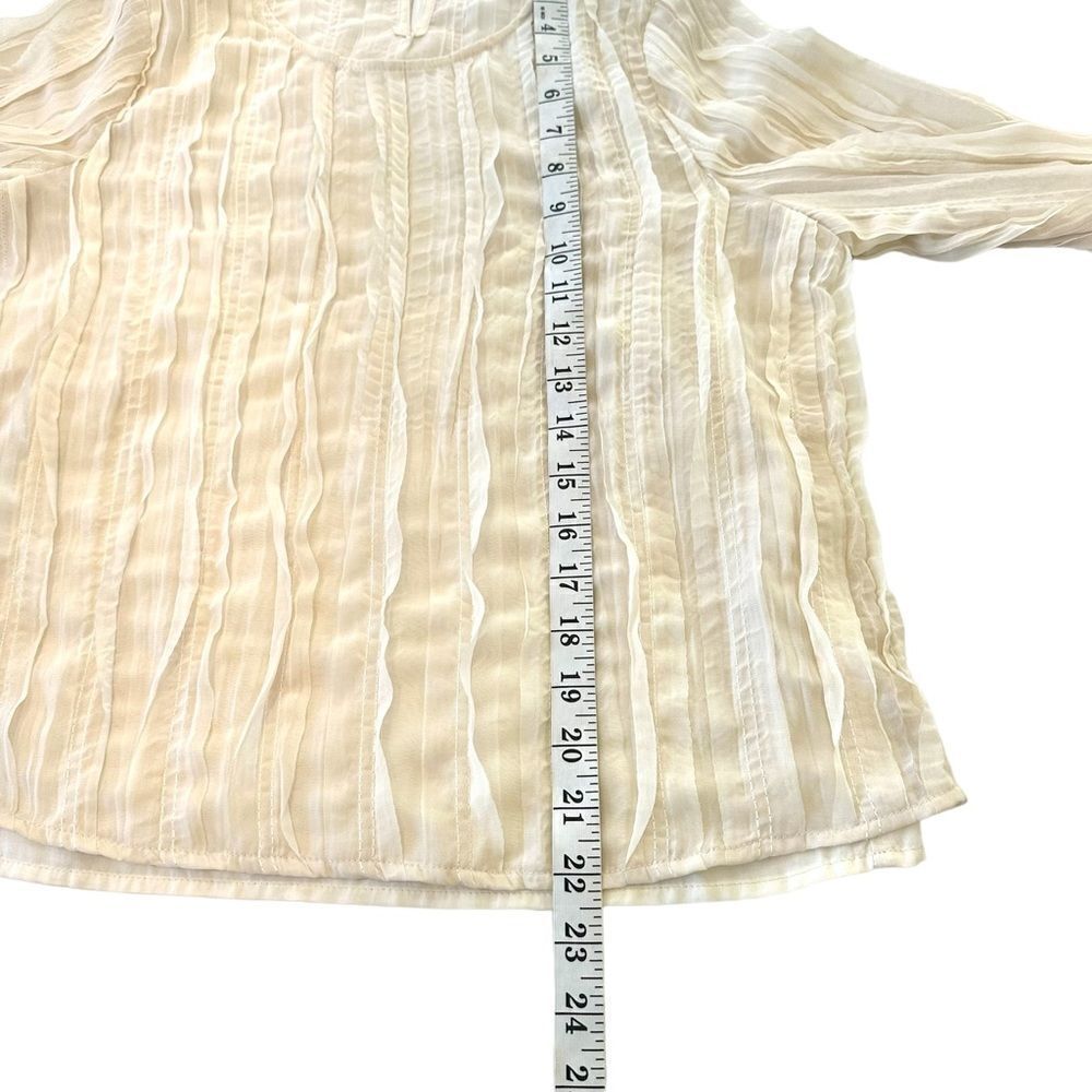 Line & Dot Ivory‎ Ruffle Pleaded Sheer Blouse, Small - Picture 11 of 11